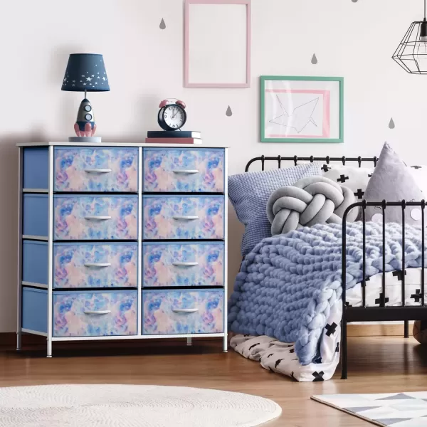 imageSorbus Kids Dresser with 10 Drawers  Storage Unit Organizer Chest for Clothes  Bedroom Kids Room Nursery ampamp Closet  Steel Frame Wood Top ampamp Handles and Easy Pull Fabric BinsTie Dye Blue