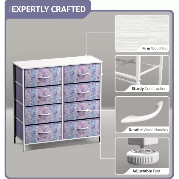 imageSorbus Kids Dresser with 10 Drawers  Storage Unit Organizer Chest for Clothes  Bedroom Kids Room Nursery ampamp Closet  Steel Frame Wood Top ampamp Handles and Easy Pull Fabric BinsTie Dye Purple