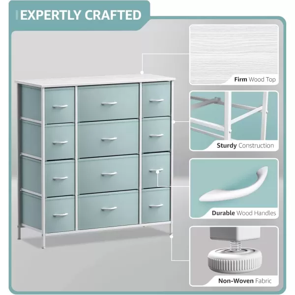 imageSorbus Kids Dresser with 10 Drawers  Storage Unit Organizer Chest for Clothes  Bedroom Kids Room Nursery ampamp Closet Purple 34 x 12 x 4710 DrawerAqua