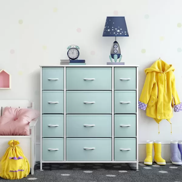 imageSorbus Kids Dresser with 10 Drawers  Storage Unit Organizer Chest for Clothes  Bedroom Kids Room Nursery ampamp Closet Purple 34 x 12 x 4710 DrawerAqua