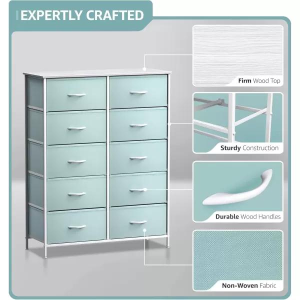 imageSorbus Kids Dresser with 10 Drawers  Storage Unit Organizer Chest for Clothes  Bedroom Kids Room Nursery ampamp Closet Purple 34 x 12 x 4710 DrawerAqua