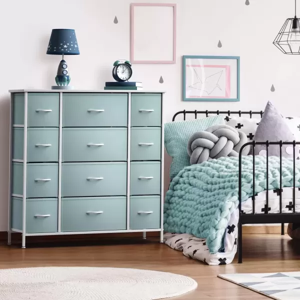 imageSorbus Kids Dresser with 10 Drawers  Storage Unit Organizer Chest for Clothes  Bedroom Kids Room Nursery ampamp Closet Purple 34 x 12 x 4710 DrawerAqua