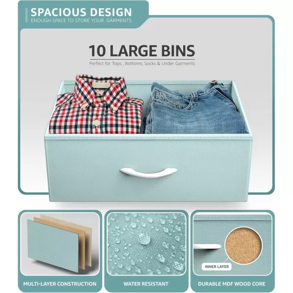 imageSorbus Kids Dresser with 10 Drawers  Storage Unit Organizer Chest for Clothes  Bedroom Kids Room Nursery ampamp Closet Purple 34 x 12 x 4710 DrawerAqua