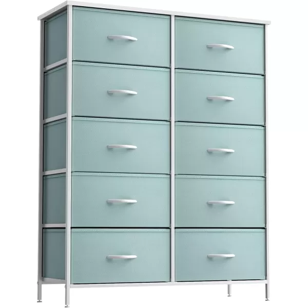 imageSorbus Kids Dresser with 10 Drawers  Storage Unit Organizer Chest for Clothes  Bedroom Kids Room Nursery ampamp Closet Purple 34 x 12 x 4710 DrawerAqua