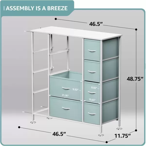 imageSorbus Kids Dresser with 10 Drawers  Storage Unit Organizer Chest for Clothes  Bedroom Kids Room Nursery ampamp Closet Purple 34 x 12 x 4710 DrawerAqua