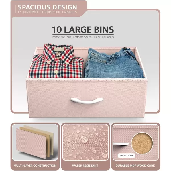imageSorbus Kids Dresser with 10 Drawers  Storage Unit Organizer Chest for Clothes  Bedroom Kids Room Nursery ampamp Closet Purple 34 x 12 x 4710 DrawerPink