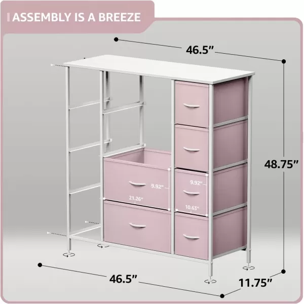 imageSorbus Kids Dresser with 10 Drawers  Storage Unit Organizer Chest for Clothes  Bedroom Kids Room Nursery ampamp Closet Purple 34 x 12 x 4710 DrawerPink