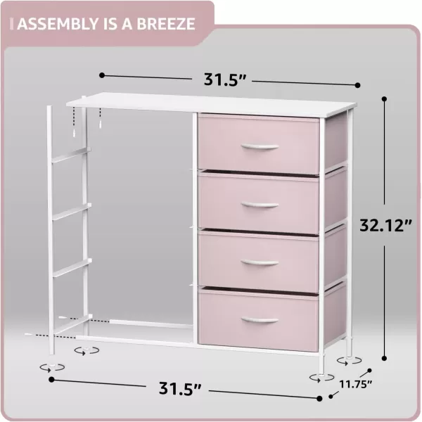 imageSorbus Kids Dresser with 10 Drawers  Storage Unit Organizer Chest for Clothes  Bedroom Kids Room Nursery ampamp Closet Purple 34 x 12 x 4710 DrawerPink
