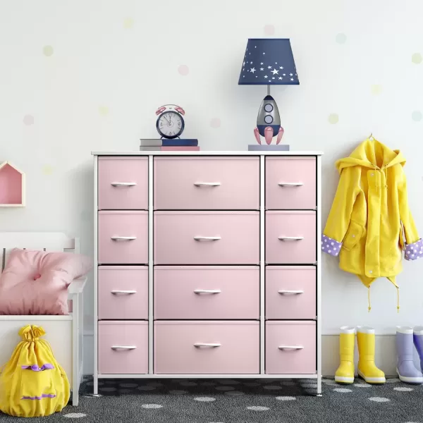imageSorbus Kids Dresser with 10 Drawers  Storage Unit Organizer Chest for Clothes  Bedroom Kids Room Nursery ampamp Closet Purple 34 x 12 x 4710 DrawerPink