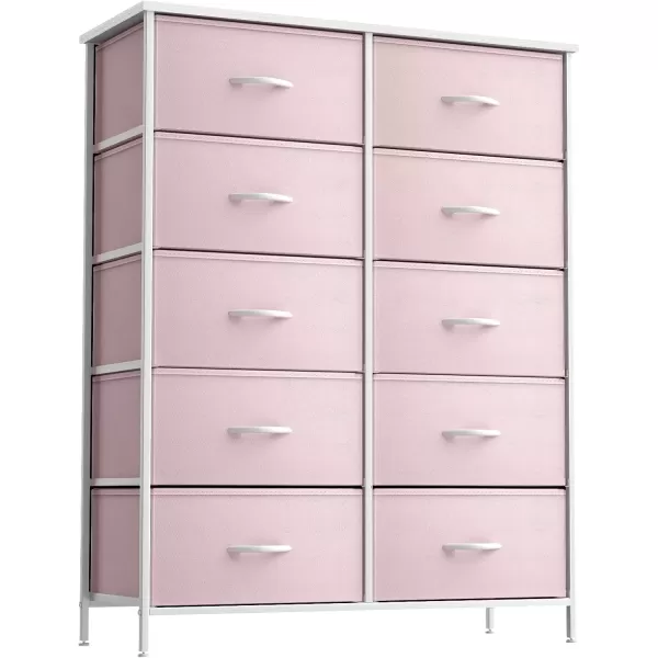 imageSorbus Kids Dresser with 10 Drawers  Storage Unit Organizer Chest for Clothes  Bedroom Kids Room Nursery ampamp Closet Purple 34 x 12 x 4710 DrawerPink