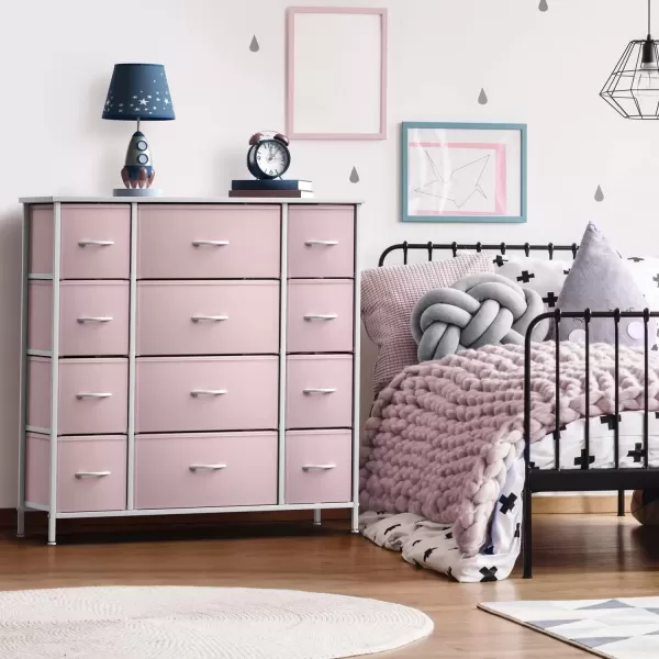 imageSorbus Kids Dresser with 10 Drawers  Storage Unit Organizer Chest for Clothes  Bedroom Kids Room Nursery ampamp Closet Purple 34 x 12 x 4710 DrawerPink