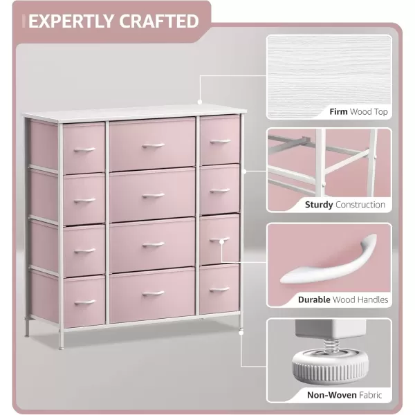 imageSorbus Kids Dresser with 10 Drawers  Storage Unit Organizer Chest for Clothes  Bedroom Kids Room Nursery ampamp Closet Purple 34 x 12 x 4710 DrawerPink