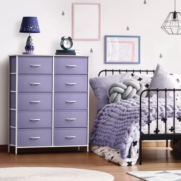 imageSorbus Kids Dresser with 10 Drawers  Storage Unit Organizer Chest for Clothes  Bedroom Kids Room Nursery ampamp Closet Purple 34 x 12 x 4710 DrawerPurple