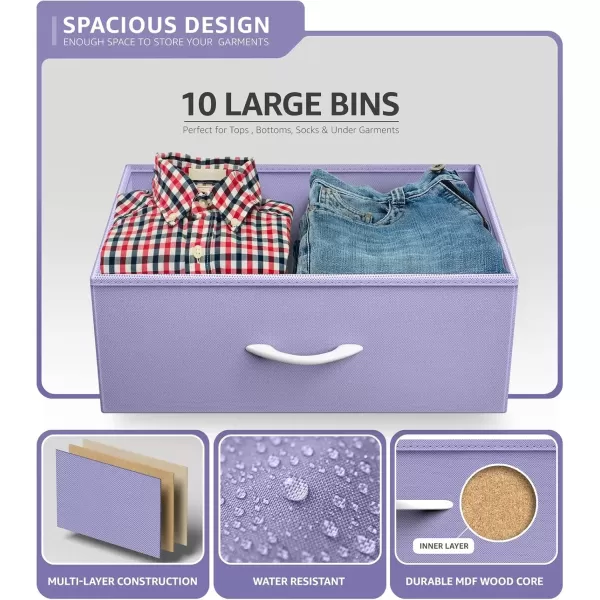 imageSorbus Kids Dresser with 10 Drawers  Storage Unit Organizer Chest for Clothes  Bedroom Kids Room Nursery ampamp Closet Purple 34 x 12 x 4710 DrawerPurple