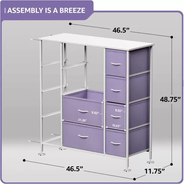 imageSorbus Kids Dresser with 10 Drawers  Storage Unit Organizer Chest for Clothes  Bedroom Kids Room Nursery ampamp Closet Purple 34 x 12 x 4710 DrawerPurple