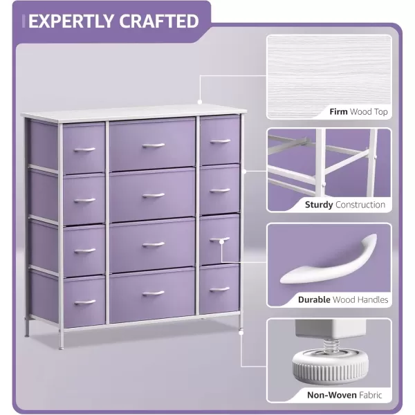 imageSorbus Kids Dresser with 10 Drawers  Storage Unit Organizer Chest for Clothes  Bedroom Kids Room Nursery ampamp Closet Purple 34 x 12 x 4710 DrawerPurple