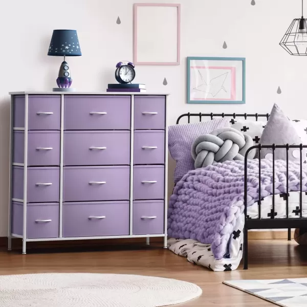 imageSorbus Kids Dresser with 10 Drawers  Storage Unit Organizer Chest for Clothes  Bedroom Kids Room Nursery ampamp Closet Purple 34 x 12 x 4710 DrawerPurple