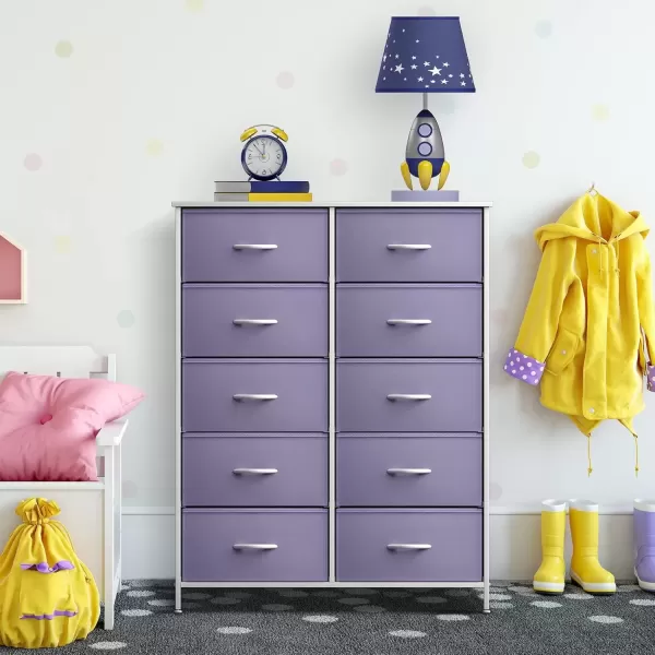 imageSorbus Kids Dresser with 10 Drawers  Storage Unit Organizer Chest for Clothes  Bedroom Kids Room Nursery ampamp Closet Purple 34 x 12 x 4710 DrawerPurple