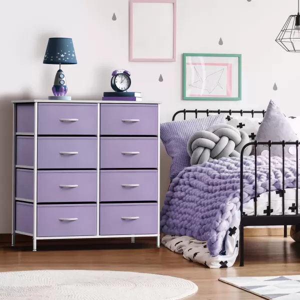 imageSorbus Kids Dresser with 10 Drawers  Storage Unit Organizer Chest for Clothes  Bedroom Kids Room Nursery ampamp Closet Purple 34 x 12 x 4710 DrawerPurple