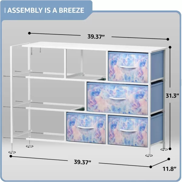 imageSorbus Kids Dresser with 8 Drawers  Chest Organizer Unit with Steel Frame Wood Top ampamp Handle Fabric Bins for Clothes  Wide Furniture for Bedroom Hallway Kids Room Nursery ampamp ClosetBlue