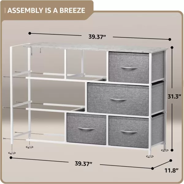 imageSorbus Kids Dresser with 8 Drawers  Chest Organizer Unit with Steel Frame Wood Top ampamp Handle Fabric Bins for Clothes  Wide Furniture for Bedroom Hallway Kids Room Nursery ampamp ClosetGrey