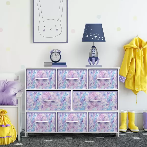 imageSorbus Kids Dresser with 8 Drawers  Chest Organizer Unit with Steel Frame Wood Top ampamp Handle Fabric Bins for Clothes  Wide Furniture for Bedroom Hallway Kids Room Nursery ampamp ClosetTiedye Purple