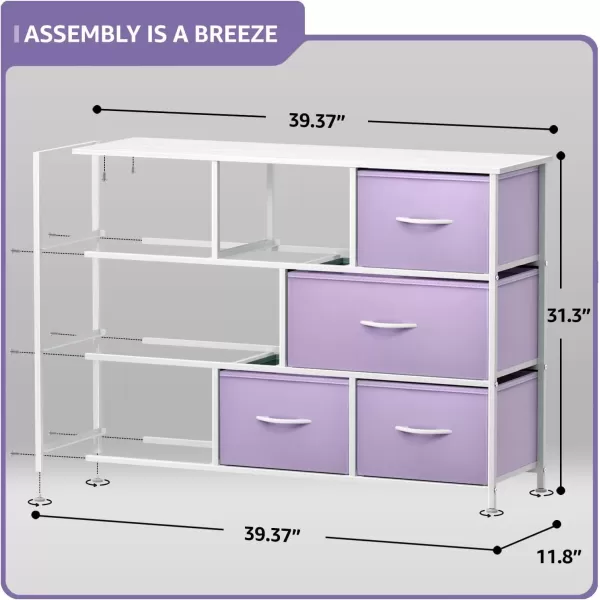 imageSorbus Kids Dresser with 8 Drawers  Chest Organizer Unit with Steel Frame Wood Top ampamp Handle Fabric Bins for Clothes  Wide Furniture for Bedroom Hallway Kids Room Nursery ampamp ClosetPurple