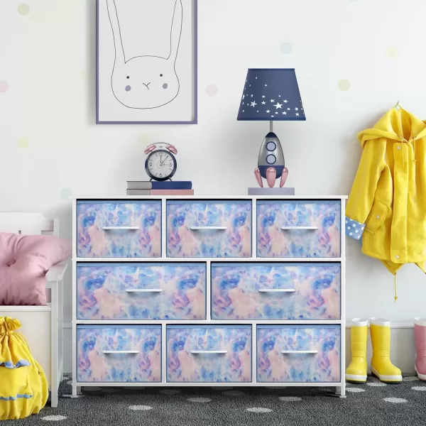 imageSorbus Kids Dresser with 8 Drawers  Chest Organizer Unit with Steel Frame Wood Top ampamp Handle Fabric Bins for Clothes  Wide Furniture for Bedroom Hallway Kids Room Nursery ampamp ClosetBlue