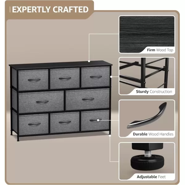 imageSorbus Kids Dresser with 8 Drawers  Chest Organizer Unit with Steel Frame Wood Top ampamp Handle Fabric Bins for Clothes  Wide Furniture for Bedroom Hallway Kids Room Nursery ampamp ClosetBlack