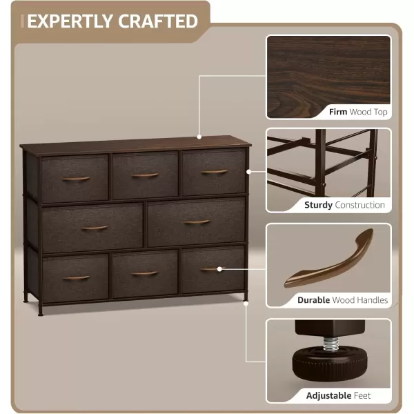 imageSorbus Kids Dresser with 8 Drawers  Chest Organizer Unit with Steel Frame Wood Top ampamp Handle Fabric Bins for Clothes  Wide Furniture for Bedroom Hallway Kids Room Nursery ampamp ClosetBrown