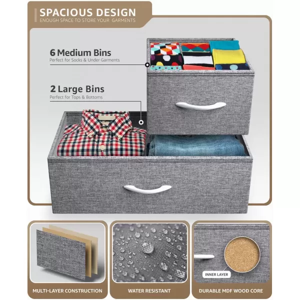 imageSorbus Kids Dresser with 8 Drawers  Chest Organizer Unit with Steel Frame Wood Top ampamp Handle Fabric Bins for Clothes  Wide Furniture for Bedroom Hallway Kids Room Nursery ampamp ClosetWhite