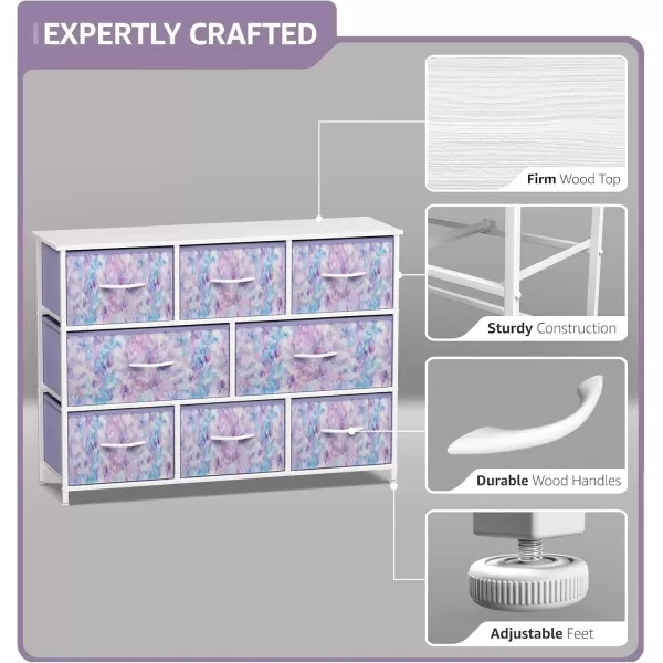 imageSorbus Kids Dresser with 8 Drawers  Chest Organizer Unit with Steel Frame Wood Top ampamp Handle Fabric Bins for Clothes  Wide Furniture for Bedroom Hallway Kids Room Nursery ampamp ClosetTiedye Purple