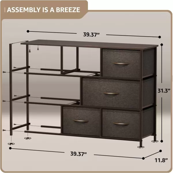 imageSorbus Kids Dresser with 8 Drawers  Chest Organizer Unit with Steel Frame Wood Top ampamp Handle Fabric Bins for Clothes  Wide Furniture for Bedroom Hallway Kids Room Nursery ampamp ClosetBrown