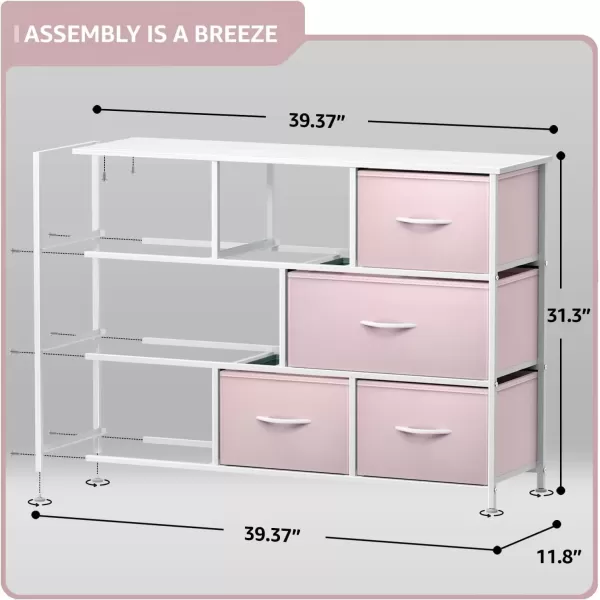 imageSorbus Kids Dresser with 8 Drawers  Chest Organizer Unit with Steel Frame Wood Top ampamp Handle Fabric Bins for Clothes  Wide Furniture for Bedroom Hallway Kids Room Nursery ampamp ClosetPink