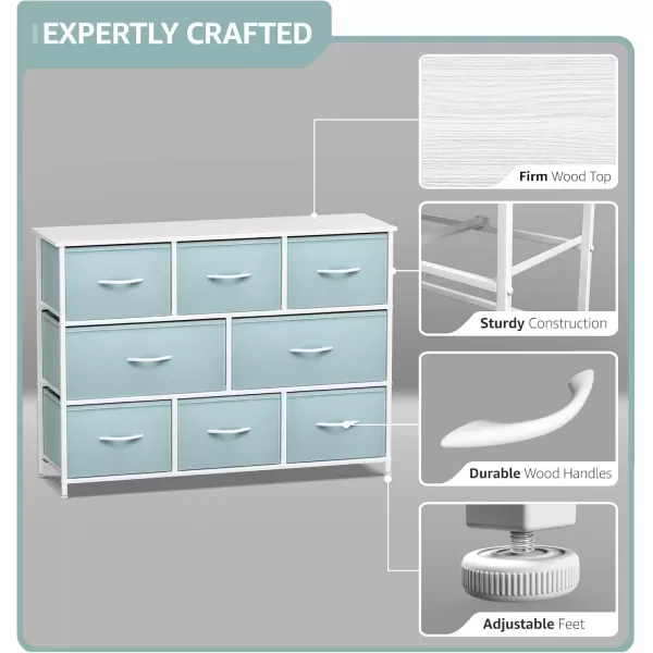 imageSorbus Kids Dresser with 8 Drawers  Chest Organizer Unit with Steel Frame Wood Top ampamp Handle Fabric Bins for Clothes  Wide Furniture for Bedroom Hallway Kids Room Nursery ampamp ClosetAqua