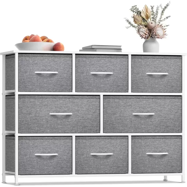 imageSorbus Kids Dresser with 8 Drawers  Chest Organizer Unit with Steel Frame Wood Top ampamp Handle Fabric Bins for Clothes  Wide Furniture for Bedroom Hallway Kids Room Nursery ampamp ClosetWhite