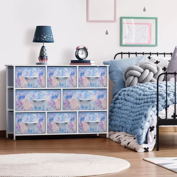 imageSorbus Kids Dresser with 8 Drawers  Chest Organizer Unit with Steel Frame Wood Top ampamp Handle Fabric Bins for Clothes  Wide Furniture for Bedroom Hallway Kids Room Nursery ampamp ClosetBlue