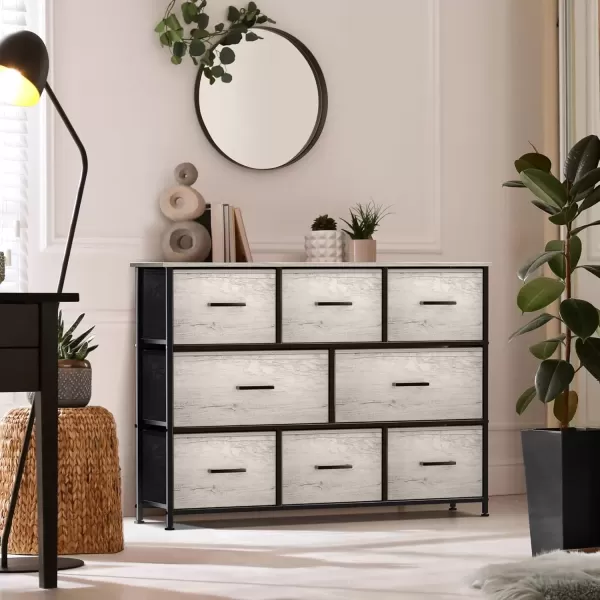 imageSorbus Kids Dresser with 8 Drawers  Chest Organizer Unit with Steel Frame Wood Top ampamp Handle Fabric Bins for Clothes  Wide Furniture for Bedroom Hallway Kids Room Nursery ampamp ClosetGreige