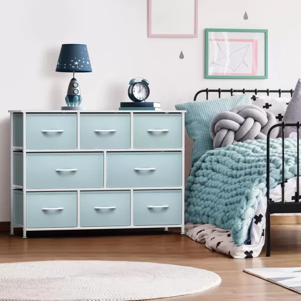 imageSorbus Kids Dresser with 8 Drawers  Chest Organizer Unit with Steel Frame Wood Top ampamp Handle Fabric Bins for Clothes  Wide Furniture for Bedroom Hallway Kids Room Nursery ampamp ClosetAqua