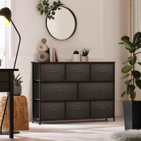 imageSorbus Kids Dresser with 8 Drawers  Chest Organizer Unit with Steel Frame Wood Top ampamp Handle Fabric Bins for Clothes  Wide Furniture for Bedroom Hallway Kids Room Nursery ampamp ClosetBrown
