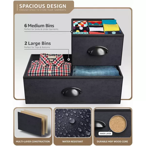 imageSorbus Kids Dresser with 8 Drawers  Chest Organizer Unit with Steel Frame Wood Top ampamp Handle Fabric Bins for Clothes  Wide Furniture for Bedroom Hallway Kids Room Nursery ampamp ClosetRustic Black