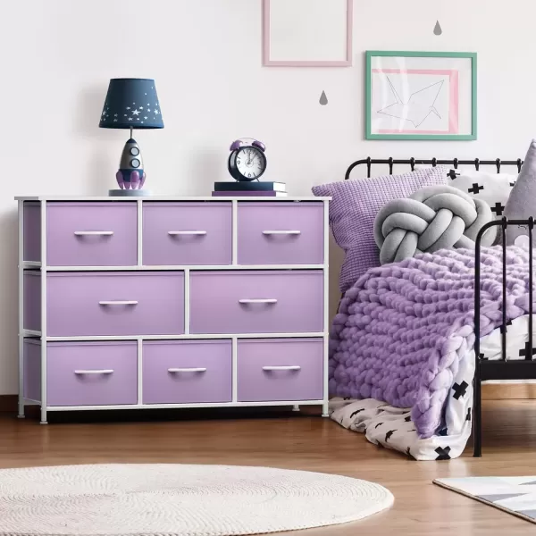 imageSorbus Kids Dresser with 8 Drawers  Chest Organizer Unit with Steel Frame Wood Top ampamp Handle Fabric Bins for Clothes  Wide Furniture for Bedroom Hallway Kids Room Nursery ampamp ClosetPurple