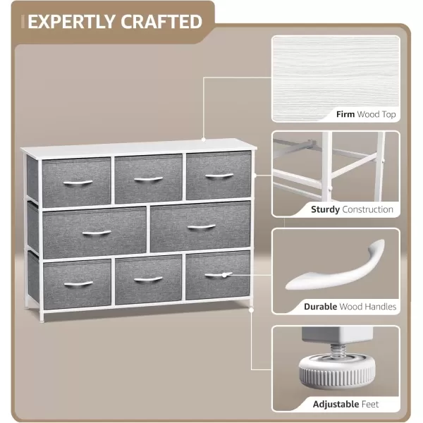 imageSorbus Kids Dresser with 8 Drawers  Chest Organizer Unit with Steel Frame Wood Top ampamp Handle Fabric Bins for Clothes  Wide Furniture for Bedroom Hallway Kids Room Nursery ampamp ClosetWhite