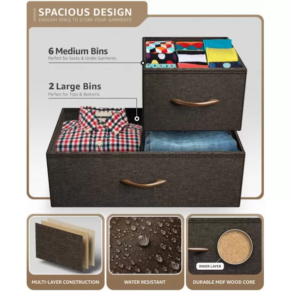 imageSorbus Kids Dresser with 8 Drawers  Chest Organizer Unit with Steel Frame Wood Top ampamp Handle Fabric Bins for Clothes  Wide Furniture for Bedroom Hallway Kids Room Nursery ampamp ClosetBrown
