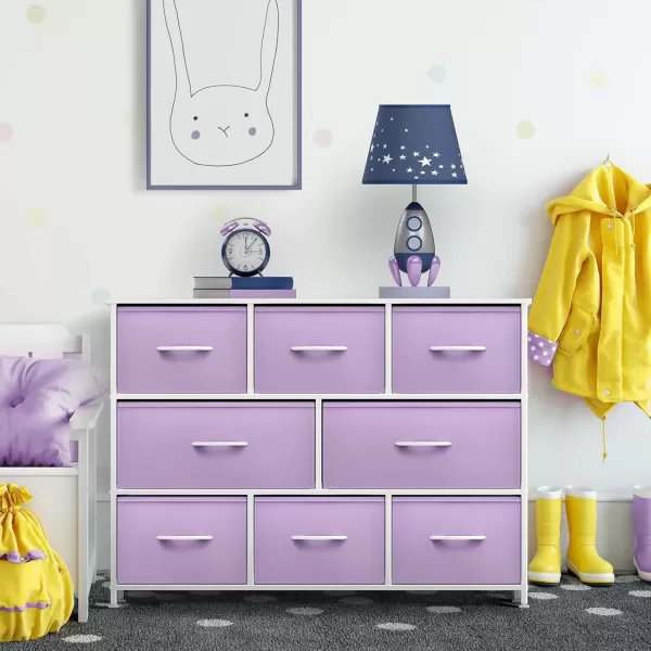 imageSorbus Kids Dresser with 8 Drawers  Chest Organizer Unit with Steel Frame Wood Top ampamp Handle Fabric Bins for Clothes  Wide Furniture for Bedroom Hallway Kids Room Nursery ampamp ClosetPurple