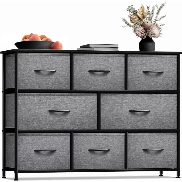 imageSorbus Kids Dresser with 8 Drawers  Chest Organizer Unit with Steel Frame Wood Top ampamp Handle Fabric Bins for Clothes  Wide Furniture for Bedroom Hallway Kids Room Nursery ampamp ClosetBlack
