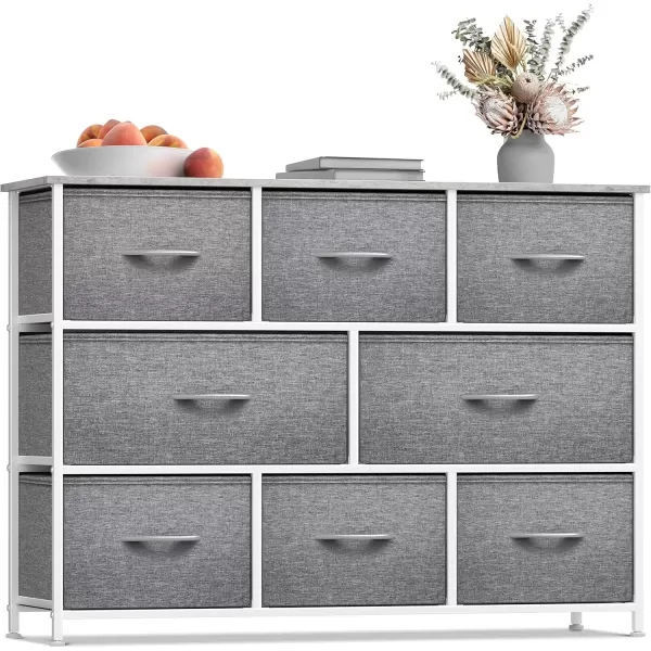imageSorbus Kids Dresser with 8 Drawers  Chest Organizer Unit with Steel Frame Wood Top ampamp Handle Fabric Bins for Clothes  Wide Furniture for Bedroom Hallway Kids Room Nursery ampamp ClosetGrey