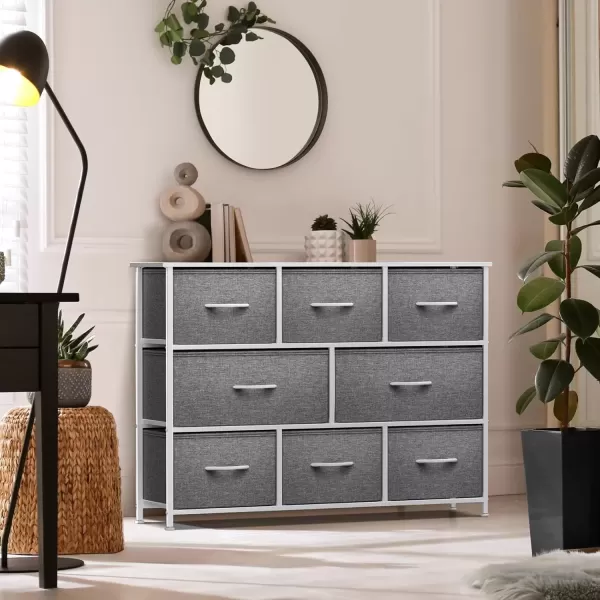 imageSorbus Kids Dresser with 8 Drawers  Chest Organizer Unit with Steel Frame Wood Top ampamp Handle Fabric Bins for Clothes  Wide Furniture for Bedroom Hallway Kids Room Nursery ampamp ClosetWhite