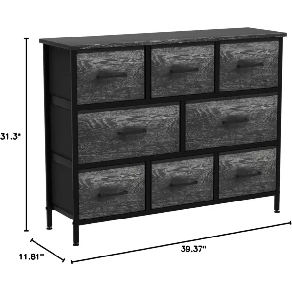 imageSorbus Kids Dresser with 8 Drawers  Chest Organizer Unit with Steel Frame Wood Top ampamp Handle Fabric Bins for Clothes  Wide Furniture for Bedroom Hallway Kids Room Nursery ampamp ClosetGray Wood