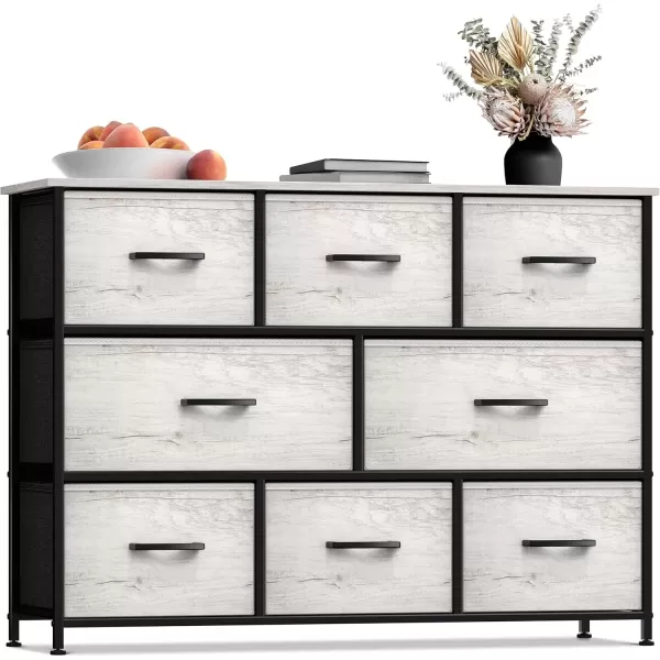 imageSorbus Kids Dresser with 8 Drawers  Chest Organizer Unit with Steel Frame Wood Top ampamp Handle Fabric Bins for Clothes  Wide Furniture for Bedroom Hallway Kids Room Nursery ampamp ClosetGreige